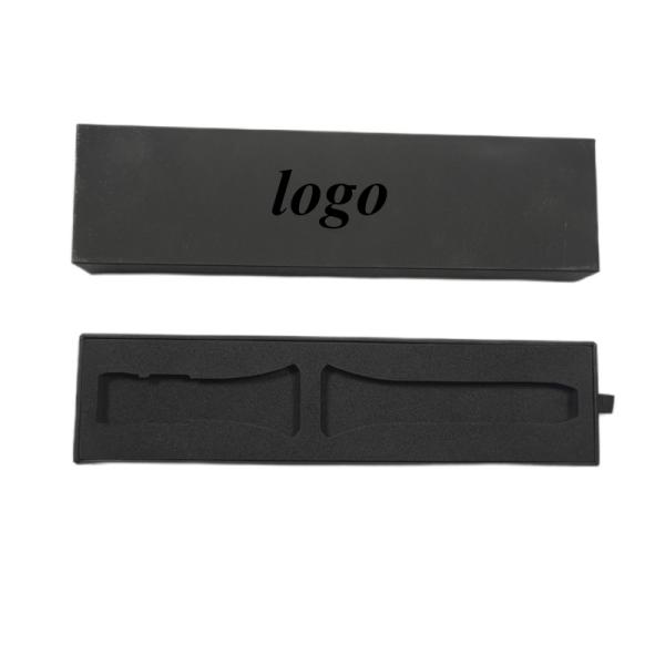 Tableware High End Black Texture Luxury Box with Custom Logo and Silver Foil Stamping