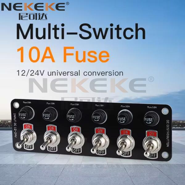 Waterproof 6 Gang Marine Rocker Switch Panel Metal Toggle Switch Panel DC12V