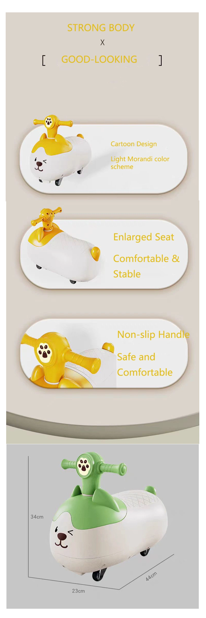 Kids Swing Car Girls and Boys Sliding Twister Car with Four Wheels Baby Ride on Toy Peanut Car