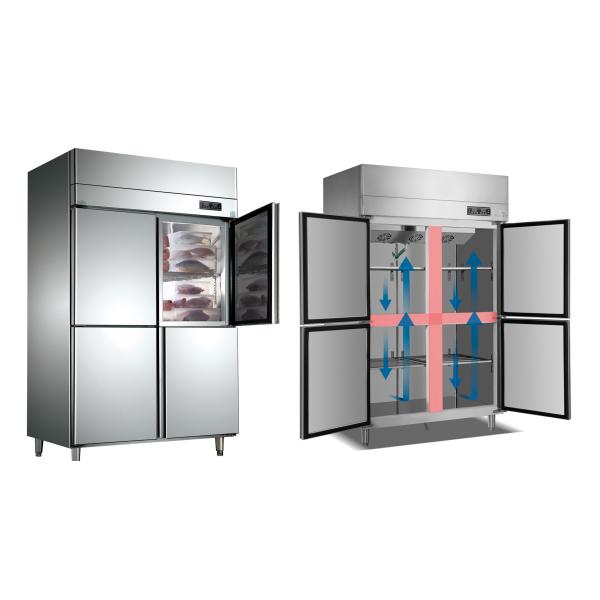 Four Door Commercial Kitchen Fridge Freezer Food Grade Wind Cooled Frost Free