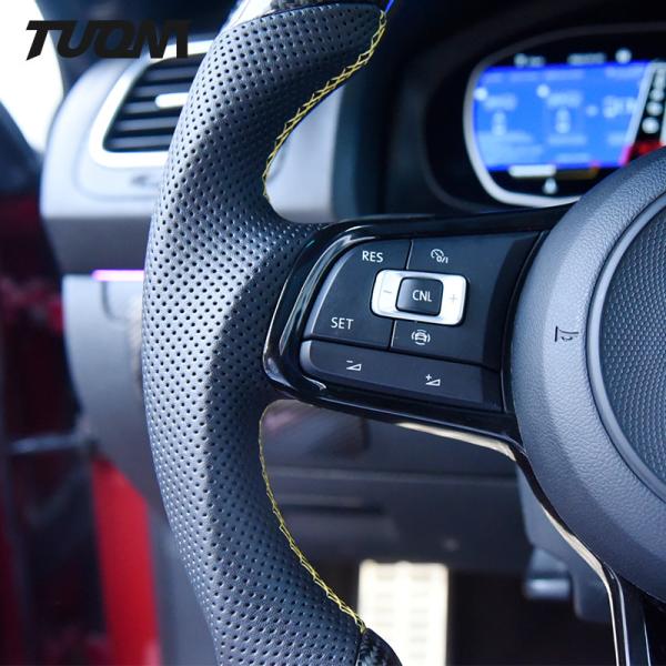 Genuine Leather Steering Wheel Car Carbon Fiber For Volkswagen