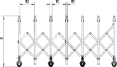 Aluminium Manual Safety Accordion Barrier Gate With Reflective Strickers