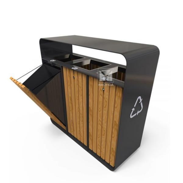 Waterproof 240L Outdoor Wooden Trash Can For Community