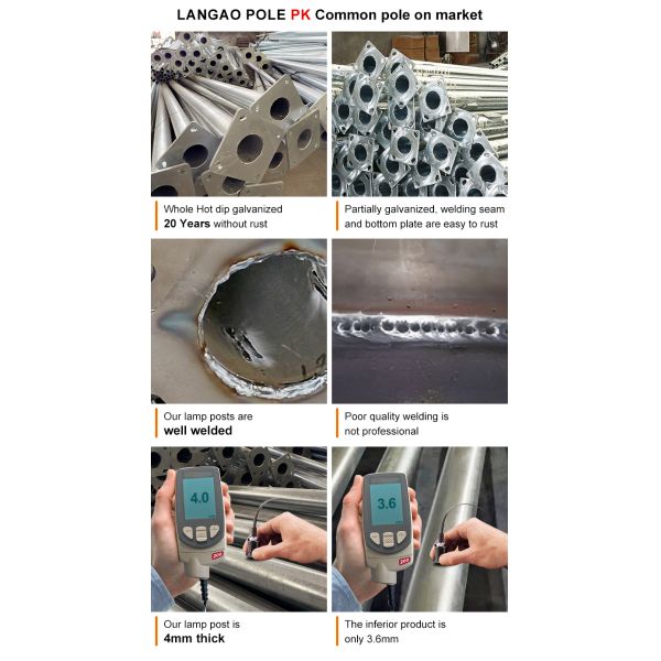 4m 5m 6m 7m 8m 9m 10m 12m Q235 Steel Outdoor Light Pole With Customizable Sizes