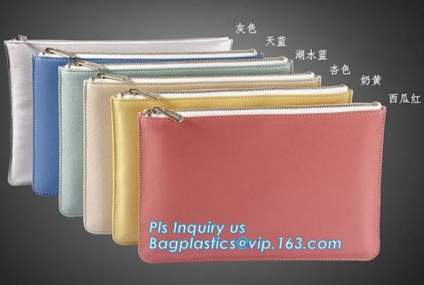 Customized quality PU leather large capacity stationery bag for pen pouch, portable fashion office stationery bling glit