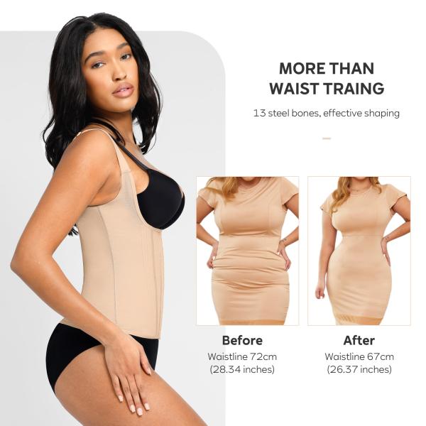 15 Built-In Steel Bone Girdle Body Shaper Vest for Women's U-Shaped Chest Support