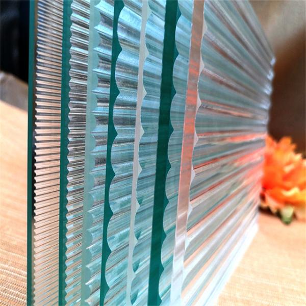 Bronze and Gray Tempered Dichroic Moru Fluted Glass Door with Colorful Ripple Pattern