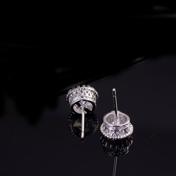 Women Fashion CZ Bling Iced Cubic Zirconia Silver Jewelry Gold Plated CZ Round shape Stud Earrings jewelry set