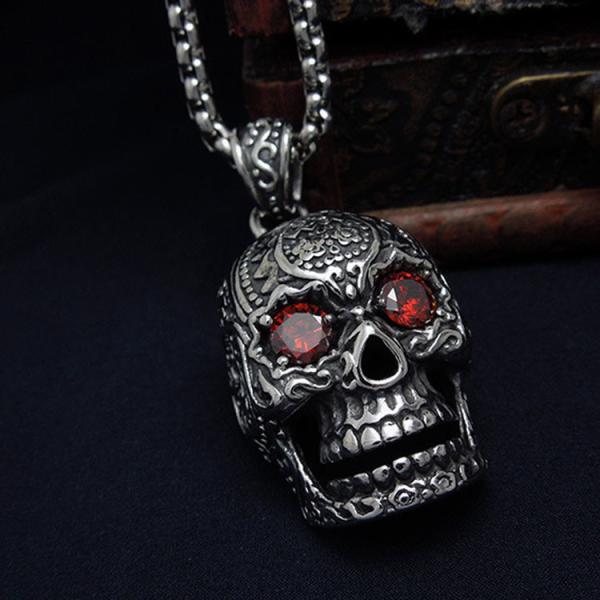 Men's Necklace Vintage Old Stainless Steel Skull Pendant Necklace(SP407)