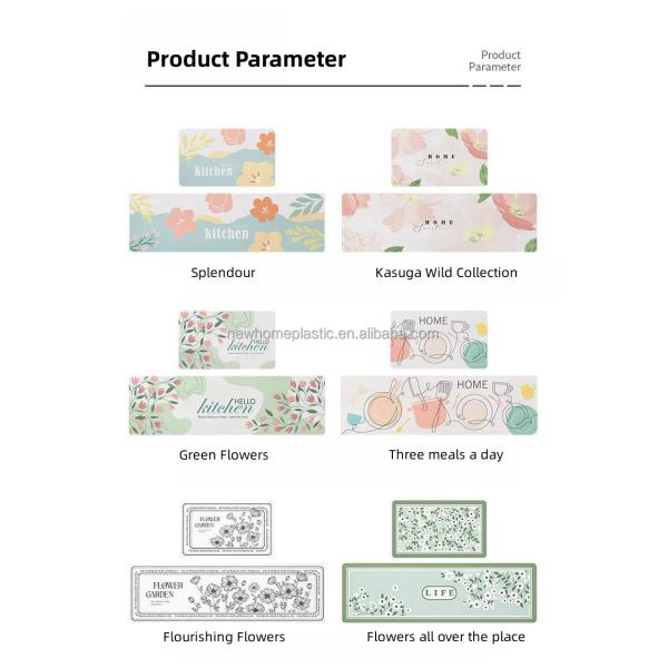 Square Kitchen Floor Mats 45*75cm /45*150cm Waterproof Anti-Slip PVC Bathroom Runner