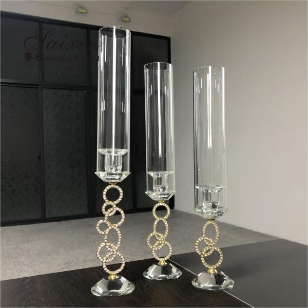 Candelabra Wedding Candle Holders Clear Crystal Candle Holder Centerpieces 50cm