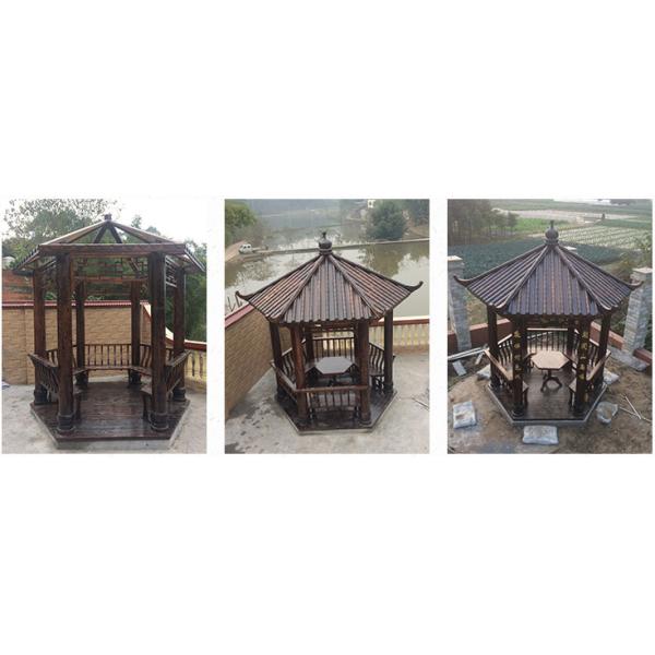 Hexagonal Chinese Wood Gazebo Outdoor Garden Pagoda Pavilion 2.6m