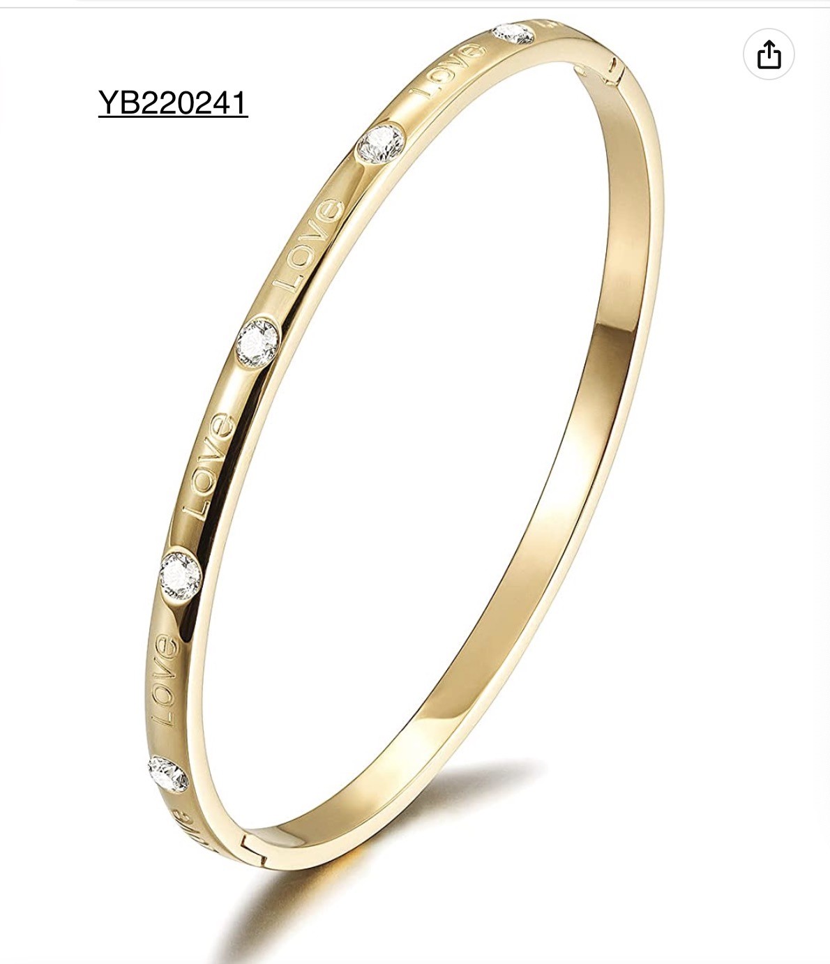 Cheap Engagement Gold Rhinestone Bracelet LOVE Engraved Bangles For Women wholesale