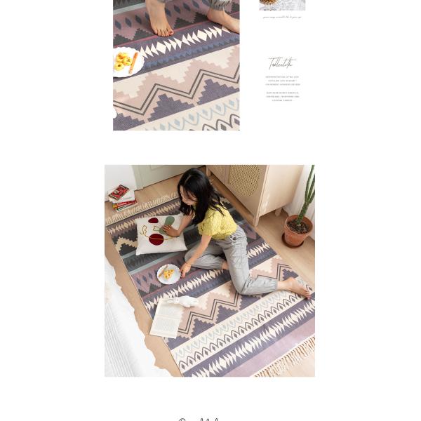 Y-Z Simple Linen Tassel Woven Cotton Mat Nordic Boho Style Turkish Living Room Home Floor Carpets and Rugs