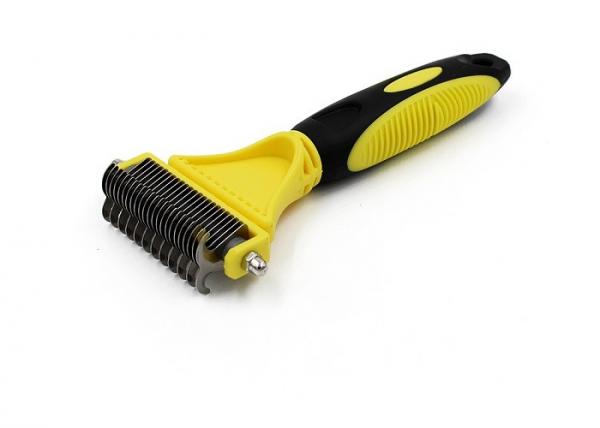 Quality TPR Handle Dog Grooming Comb Two Sided Stainless Steel Teeth 137g ISO9001 Approved for sale