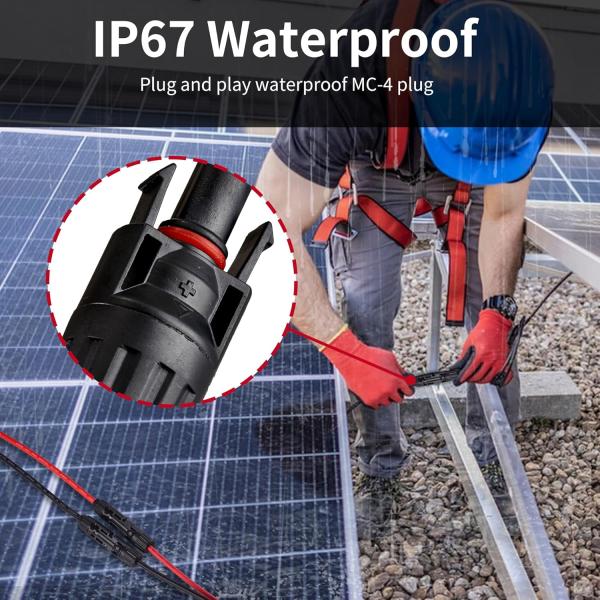10AWG 6mm Waterproof Solar Cable Solar Panel Adapter Wire Solar Extension Cable with Female and Male Connectors Cable Kit Tool
