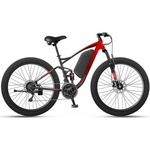 26 Inch Fat Tire E Bike Wide Tires Steel High Carbon Full Suspension Fat Ebike 1000w 48v