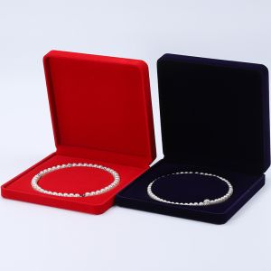 Cheap Custom Shape Sleek Soft Velvet Jewelry Box , Pearl Necklace Storage Jewelry Set Box wholesale