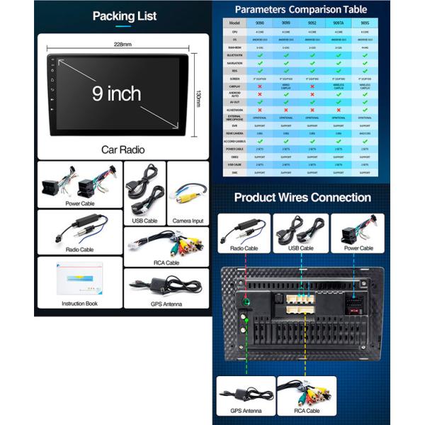 OEM Car Android System 9 Inch 1280x720 BT GPS Car Radio Android Auto Carplay