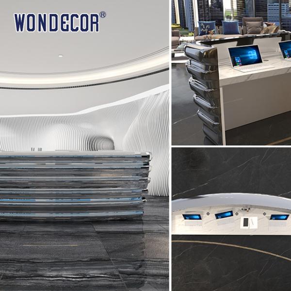 Silvery Luxury Reception Desk Commercial Modern Reception Counter
