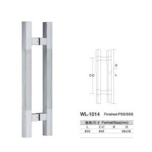 Cheap WL-1014 H shape square SUS304 Stainless Steel entry door handles set glass door handle L600 satine wholesale