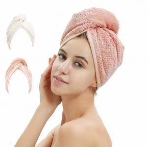 Cheap Hair Wrap Towel Drying Microfiber Hair Drying Towel with Button Dry Hair Hat Dryer Turban wholesale