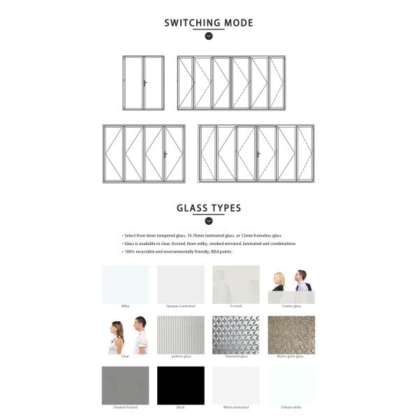 Acoustic Accordion Folding Sliding Door Double Glazed Glass Panel Dubai