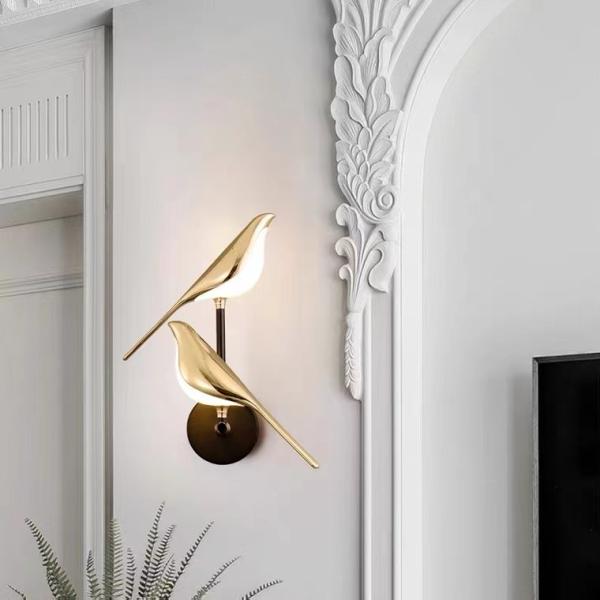 Sea Shipping Gold Dimmable Bird Wall Mounted Lamps For Bedroom Modern Wall Lamp