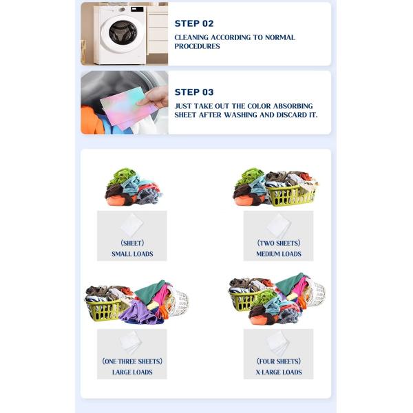 Eco Friendly Color Grabber Laundry Sheets Versatile Color Catcher Washer Sheets