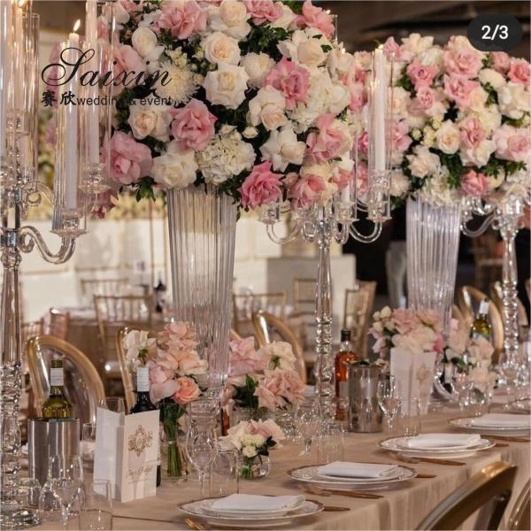 Wedding Decoration Vase For Home Rose Flower 3 Pcs Clear Cylinder Glass 47cm