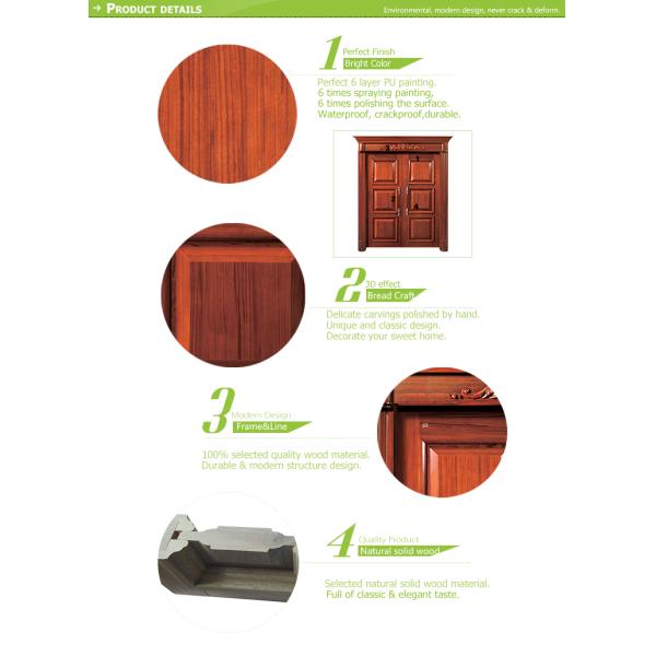 Anti UV Solid Wood Entrance Doors MDF Board Waterproof 210cm Height