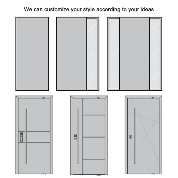 Modern American Luxury Black House Main Exterior Security Stainless Steel Front Entry Doors With Smart Lock