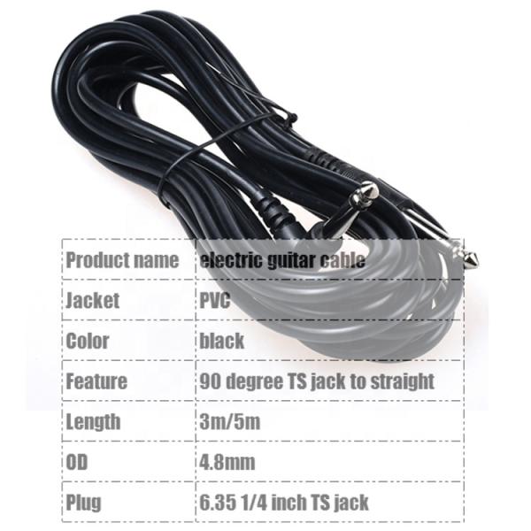 Customization 10FT 90 Degree to Straight 1/4 6.35mm TS Jack Instrument Patch Guitar Cable