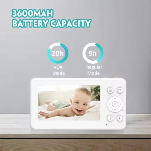 4.3 Inch 720P Digital Baby Monitor With Camera Crying Detection Audio PTZ Camera