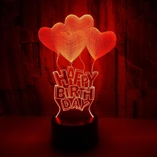New Happy Birthday Romantic Valentine Heart 3D night Light gift Creative Touch Desktop 3D Table Lamp