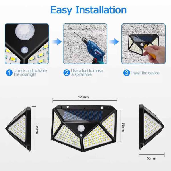Courtyard Solar Outdoor Wall Lamps 100LED Body Induction Corridor Lights