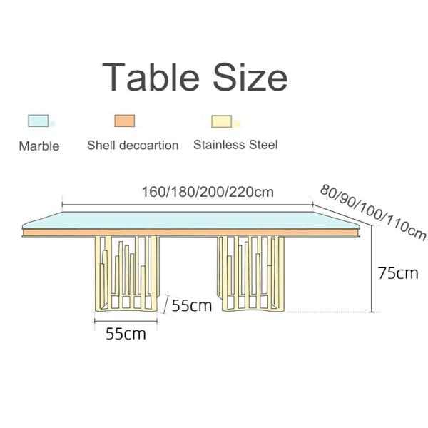 Marble Effect Dining Table And Chairs 200cm Contemporary Stainless Steel Dining Chairs