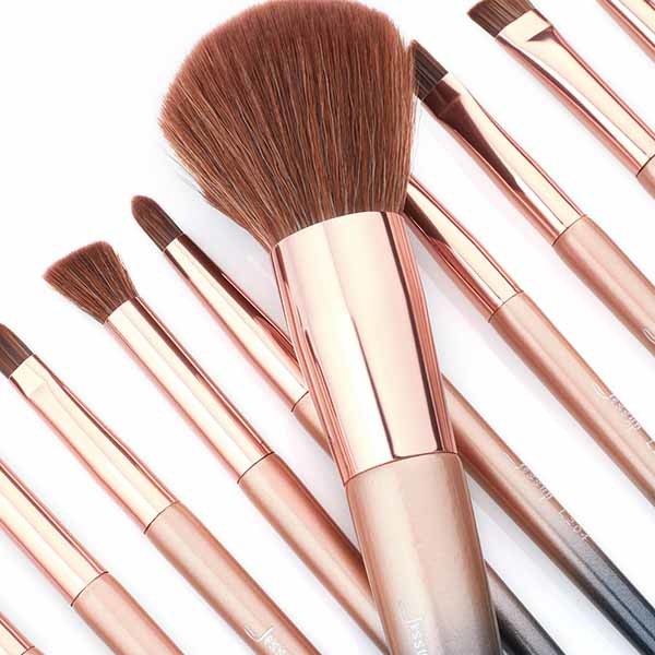 Jessup 18 Pieces Starry Black Pony Hair Essential Makeup Brushes Set T264