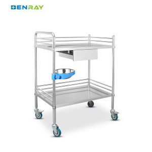Cheap 2 Layers 1 Drawer Hospital Stainless Steel Medical Instrument Trolley wholesale
