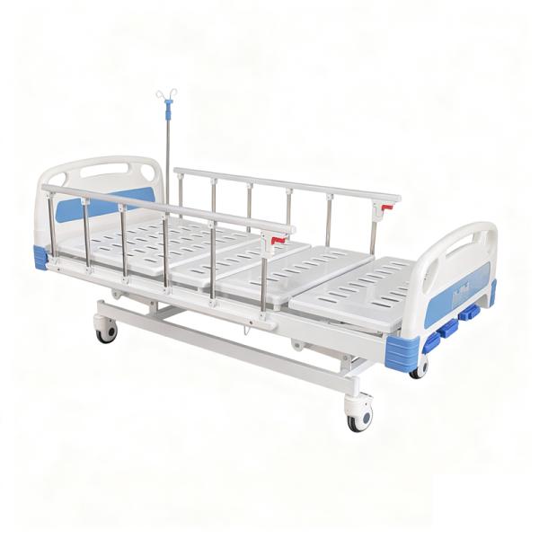 3-Crank Manual Hospital Bed With Adjustable Head & Foot Rests
