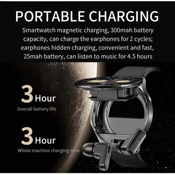 T97 Smartwatch Earbuds 2 In 1 1.39 Inch IPS Smart Watch TWS With Wireless 280mAh