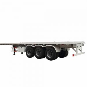 China Steel Material Tri - Axle Low Bed Semi Trailer / Flat Bed Semi Trailer on sale