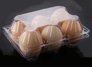 China Recycled 6 Cavities Width 19.2cm Clear Plastic Egg Trays on sale