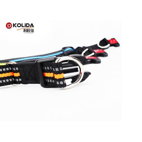 Purple / Pink Nylon Dog Collars , Adjustable Puppy Collar With Metal Side Release Buckle