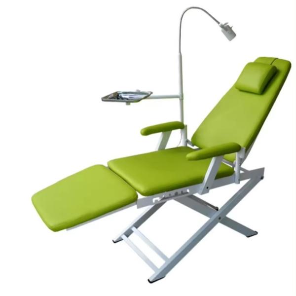 Folding Portable Dental Chair Unit with Stainless Steel Spittoon Instrument Tray and Movable Light Folding Dental Chair
