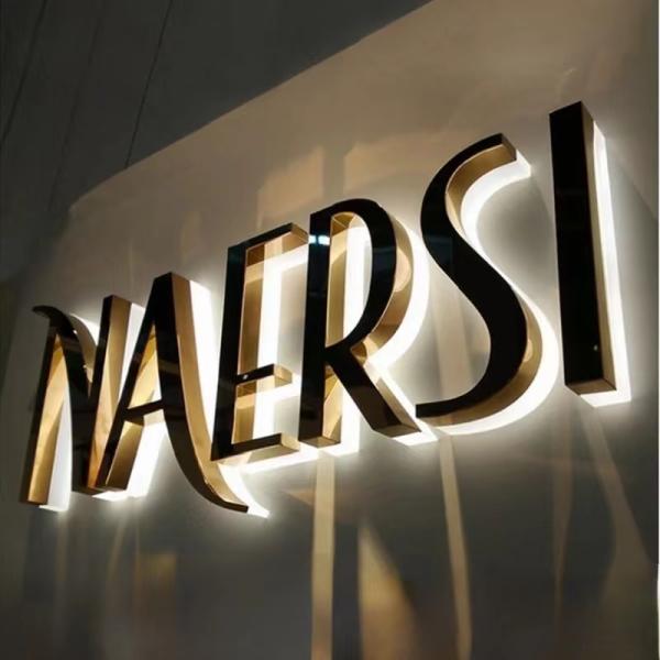Custom 3D Metal PC Acrylic LED Backlit Signage for Bar Stainless Steel Letter Wall Logo Signs