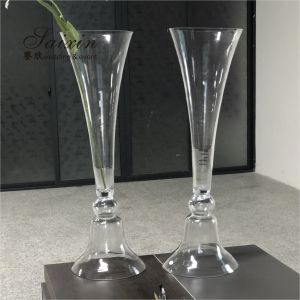 80cm-100cm Tall Black Glass Stemmed Glass Vase Hurricane For Wedding Table