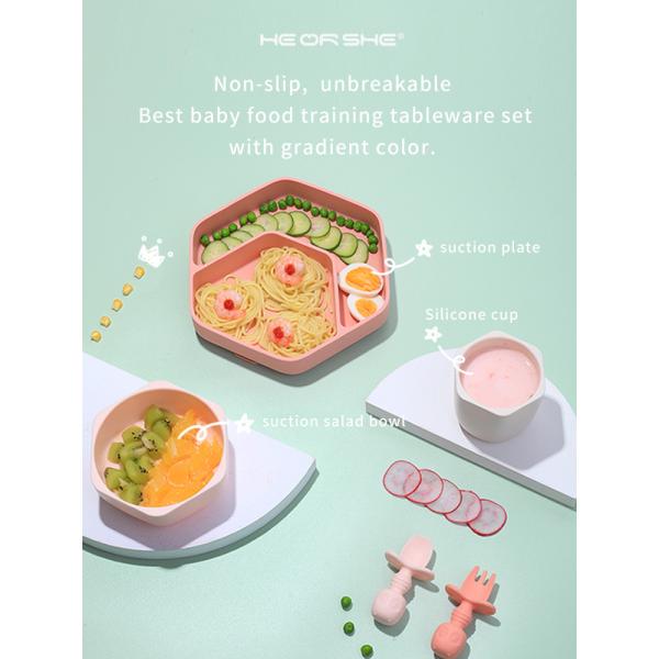 LFGB Certification Portable Tasteless Silicone Suction Baby Plate