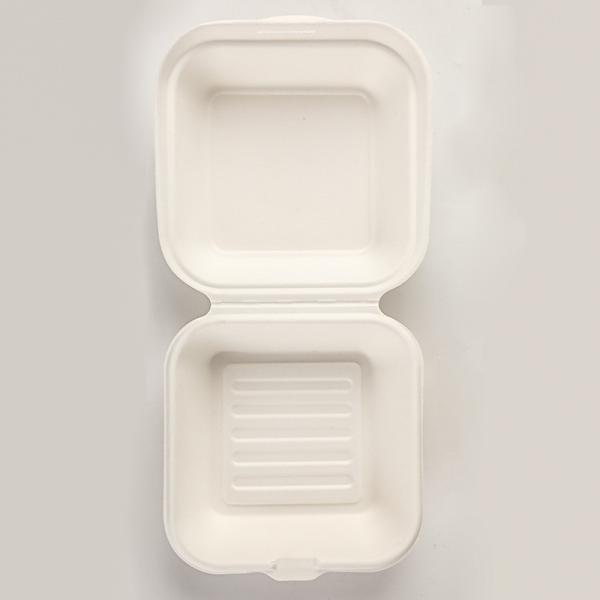 100% Natural Bagasse Clamshell Take Out Food Containers Disposable Compostable