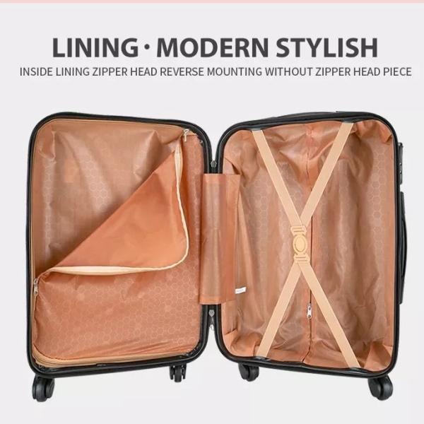 Polyester Lining Hard Shell Luggage Set 24'' Trolley Suitcase Tsa Luggage Lock 3 Pcs Pp Carry On